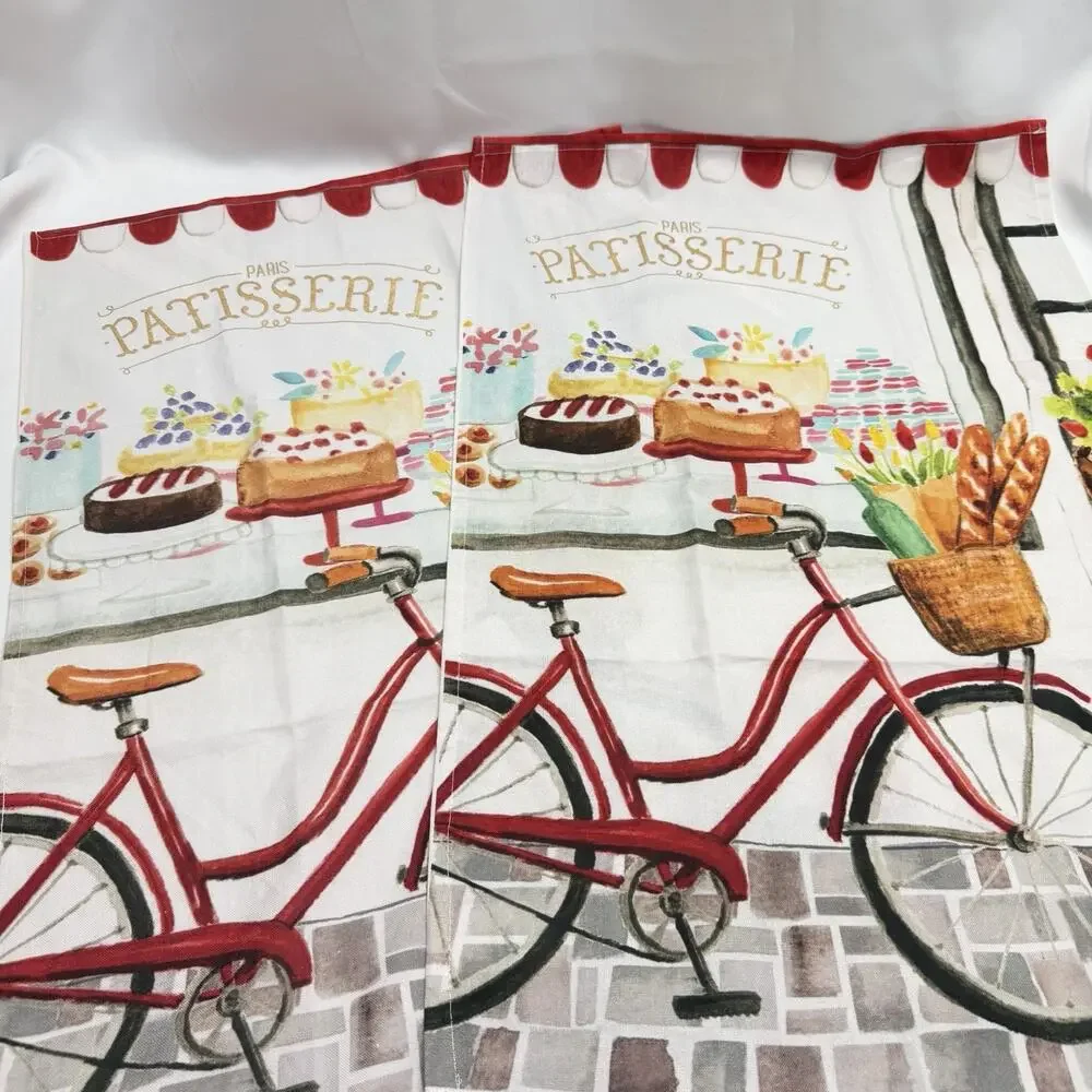 Sur La Table Patisserie Bicycle Dish Towels Set of 2 Cotton 18x28 Kitchen France